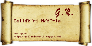 Gelléri Mária névjegykártya